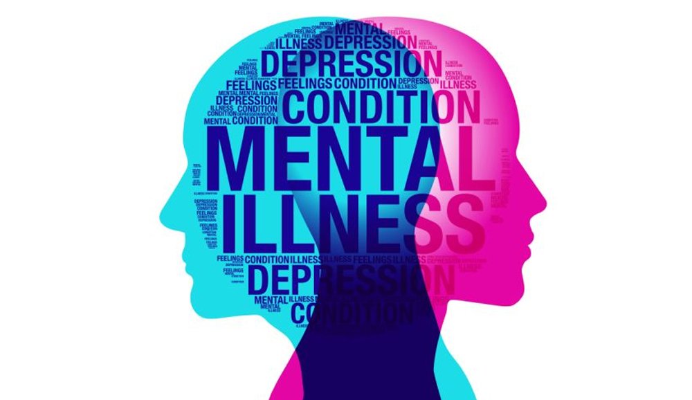 a head silhouette with words/ mental health